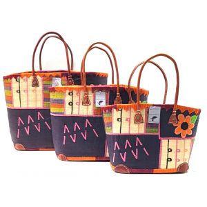 TRIS CESTA PAGLIA 10002 QUADRI BLU