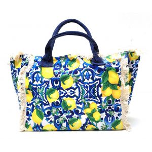 BORSA MARE COTONE 10649 BLU LIMONI