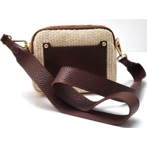 BORSA PELLE/RAFFIA 11008 MARRONE