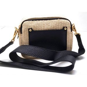 BORSA PELLE/RAFFIA 11008 NERO