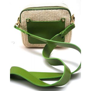 BORSA PELLE/RAFFIA 11008 VERDE