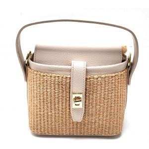 BORSETTA PELLE/RAFFIA 1763 BEIGE