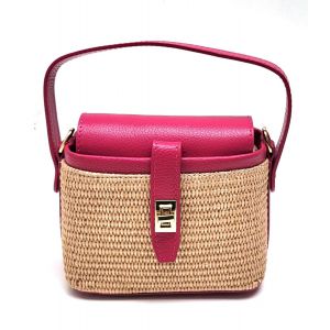 BORSETTA PELLE/RAFFIA 1763 FUXIA