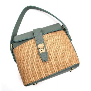 BORSETTA PELLE/RAFFIA 1763 VERDE