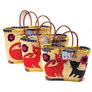 TRIS CESTA PAGLIA 18009 DUE GATTI BEIGE
