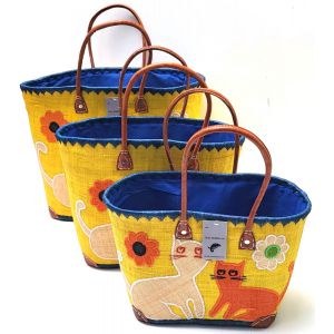 TRIS CESTA PAGLIA 18009 DUE GATTI GIALLO