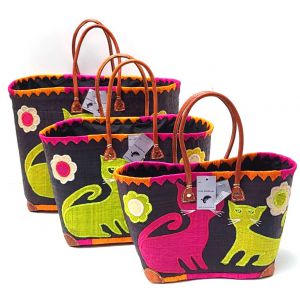 TRIS CESTA PAGLIA 18009 DUE GATTI NERO