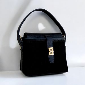 BORSA PELLE CAMOSCIO 6679 NERO