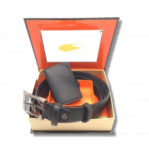 PARURE PELLE PTF+CINTURA NL13 NERO